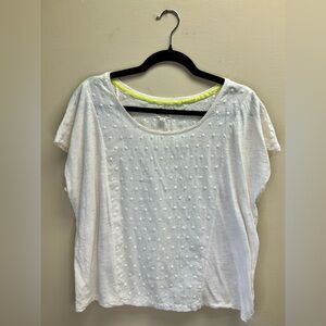 Maison Jules Cream Textured Short Sleeve Top